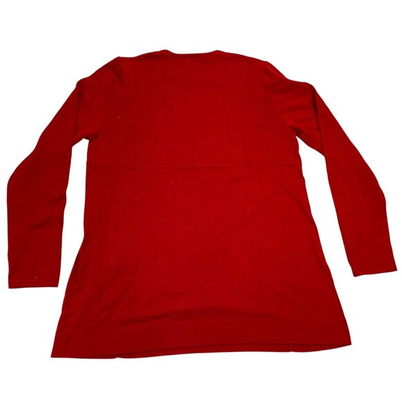 J.Jill Woman's Knit Tunic Sweater Small Red Long-Sleeve Cotton Blend Made In Chi - Picture 2 of 10